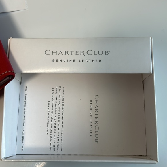 Charter Club Genuine Red Leather Card Case w/ID Window - Picture 9 of 11